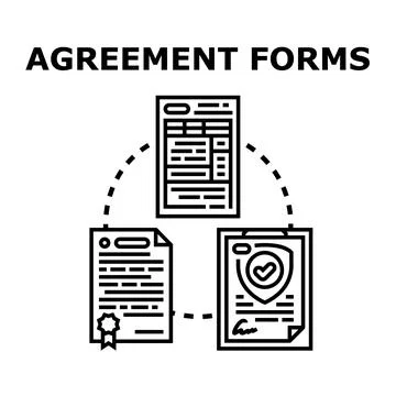 Agreement forms concept with official contract document Stock Illustration