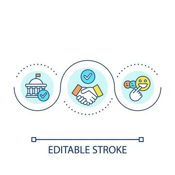 Agreement with government loop concept icon Stock Illustration