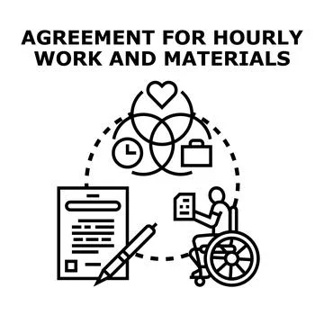 Agreement for hourly work and materials concept Stock Illustration