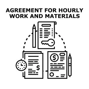 Agreement for hourly work and materials concept Ilustração Stock