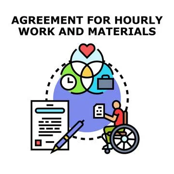 Agreement for hourly work and materials concept Stock Illustration