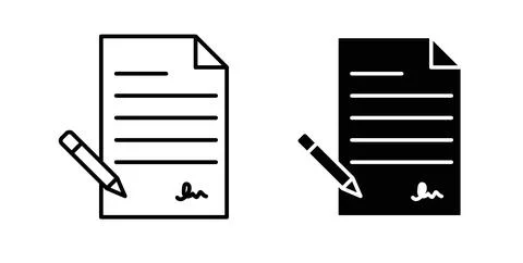 Agreement icon collection in black, Line icons, flat symbols Stock Illustration