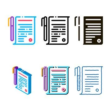 Agreement pen icon looks vector outline Stock Illustration