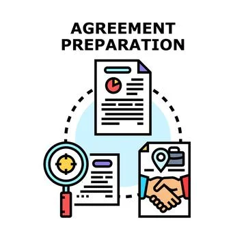 Agreement preparation process with contract analysis and deal closing イラスト素材