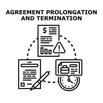 Agreement prolongation and termination concept with contract Stock Illustration