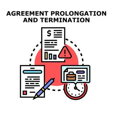 Agreement prolongation and termination concept with contract Stock Illustration