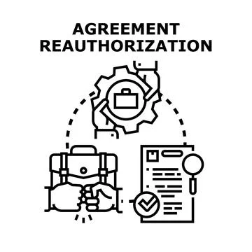 Agreement reauthorization process with business document review Stock Illustration