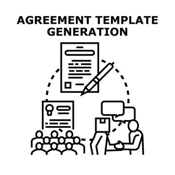 Agreement template generation process involving business collaboration Stock Illustration