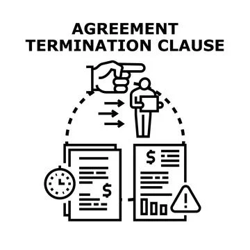 Agreement termination clause ending contract dispute concept Illustrazione stock