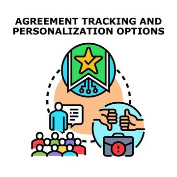 Agreement tracking and personalization options concept Stock Illustration