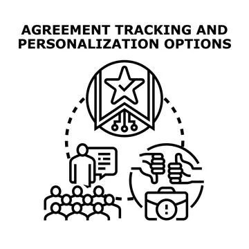 Agreement tracking and personalization options concept Stock Illustration