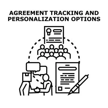 Agreement tracking personalization options business concepts Stock Illustration