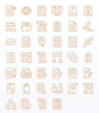 Agreement Vector Icon Library with 40 Thin Line 256x256 Pixel Optimized Desig Illustrazione stock