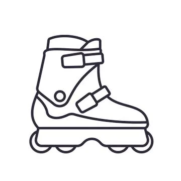 Agressive Inline Roller Skates icon isolated on white background. Outline vector Illustrazione stock
