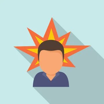Agressive man icon, flat style Stock Illustration