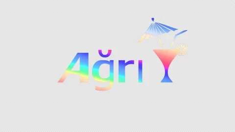 Agri. Color gradient animated text. Transparent Alpha channel, 4K. Stock Footage 154885350