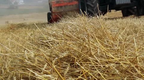 Agricultural baler machine in the field Stock Footage 11981693