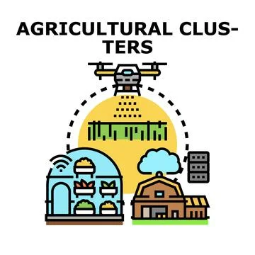 Agricultural clusters concept vector illustration farming solutions 스톡 일러스트