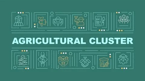 Agricultural clusters text with creative thin linear icons イラスト素材