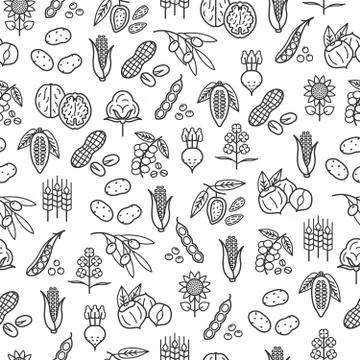 Agricultural commodities seamless pattern background and texture Stock Illustration