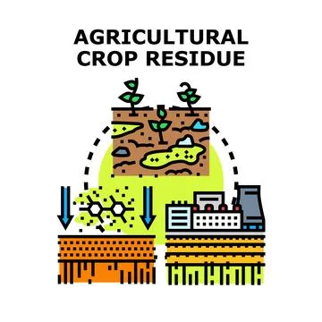 Agricultural crop residue processing transforming biomass into energy Stock Illustration
