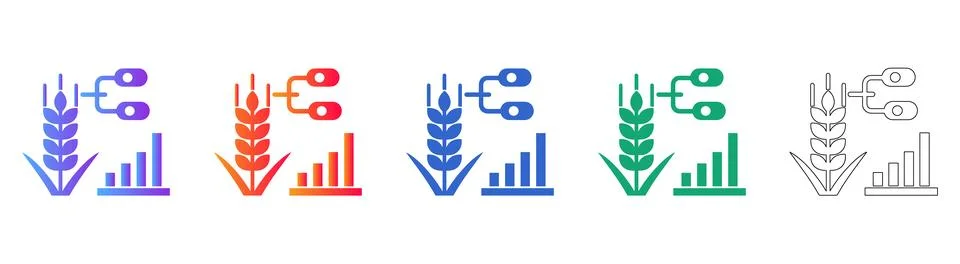 Agricultural Crop Yield Analytics Icon Set Stock Illustration