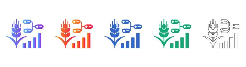 Agricultural Data Analytics and Crop Yield Icon Set Stock Illustration