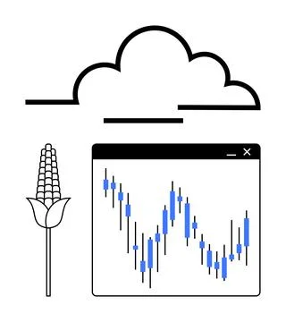 Agricultural Data Trends Analysis with Cloud Computing and Market Charts fo.. Stock Illustration