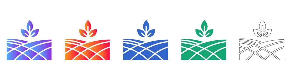 Agricultural Field and Leaf Vector Icons Stock Illustration