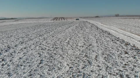 Agricultural fields in winter Stock Footage 266723215