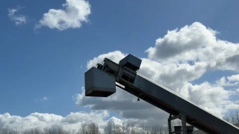 Agricultural grain elevator against sky 4K Stock Footage 331882677