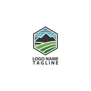 Agricultural hill logo design vector Stock Illustration