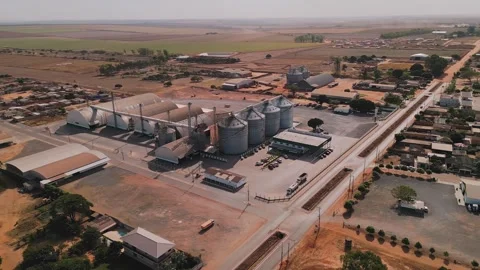 Agricultural industrial grain storage complex in Brazil Stock Footage 341029204