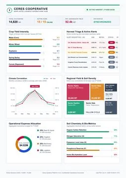 Agricultural Intelligence Data Dashboard for Modern Smart Farming Operations Stock Illustration