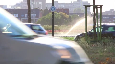 Agricultural irrigation system is needed due to hot summer and drought Stock Footage 208457334