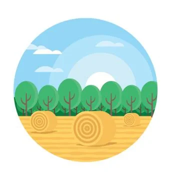 Agricultural Landscape Vector Stock Illustration