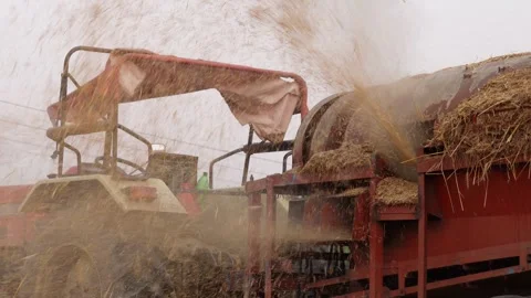 Agricultural Machine Processing Straw Stock Footage 311729775