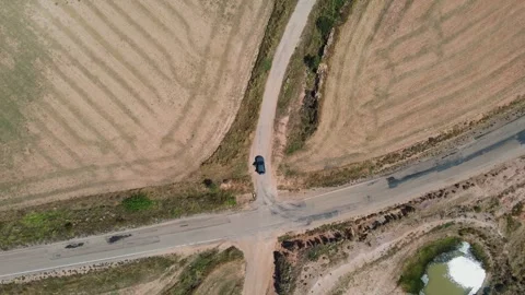Agricultural Patchwork - Teruel's Fields from Above Spain Stock Footage 263028679