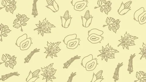 Agricultural pattern a patterned design of corn leaves dates and asparagus plant Video stock 322050657