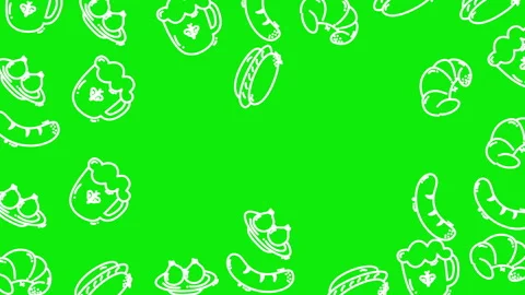 Agricultural pattern a vibrant green field of food items and beer mugs suggests  Stock Footage 322050708