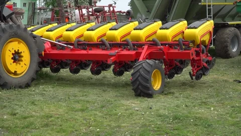 Agricultural Planter is on display for all to explore modern farming tech Stock Footage 295920392