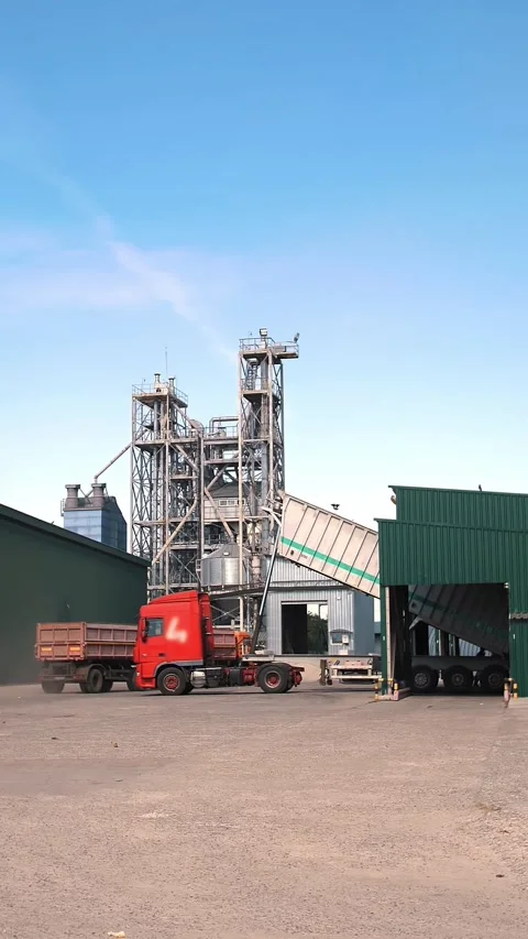 Agricultural processing factory. warehouses. outside view. agro-processing Video stock 315364984