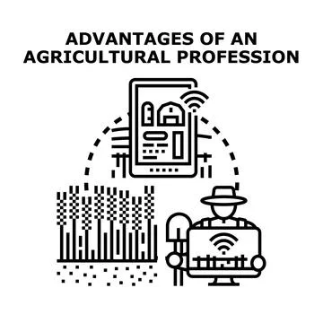 Agricultural profession advantages using smart farming technology Stock Illustration