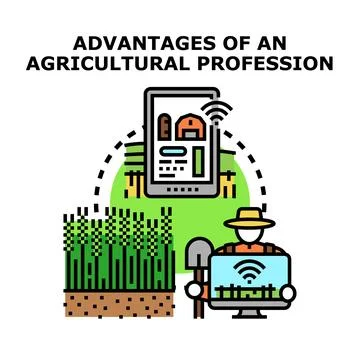 Agricultural profession advantages using smart farming technology Stock Illustration