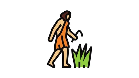 Agricultural revolution human evolution color icon animation Stock Footage 326097308