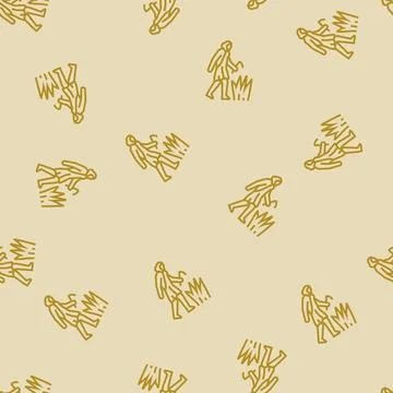 Agricultural revolution human evolution line seamless pattern 스톡 일러스트