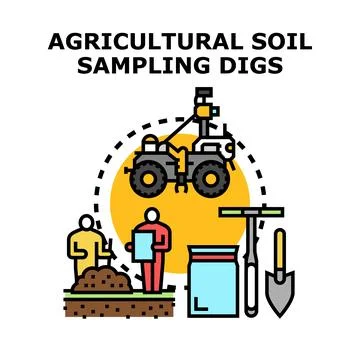 Agricultural soil sampling process for farming purposes Stock Illustration