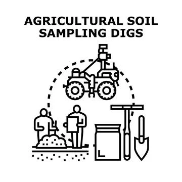Agricultural soil sampling process for farming purposes Stock Illustration