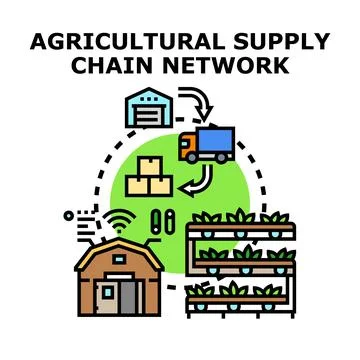 Agricultural supply chain network optimizing food production Stock Illustration