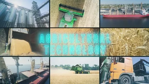 Agricultural technology multiscreen. Agricultural technology inscription 库存影片 274052546